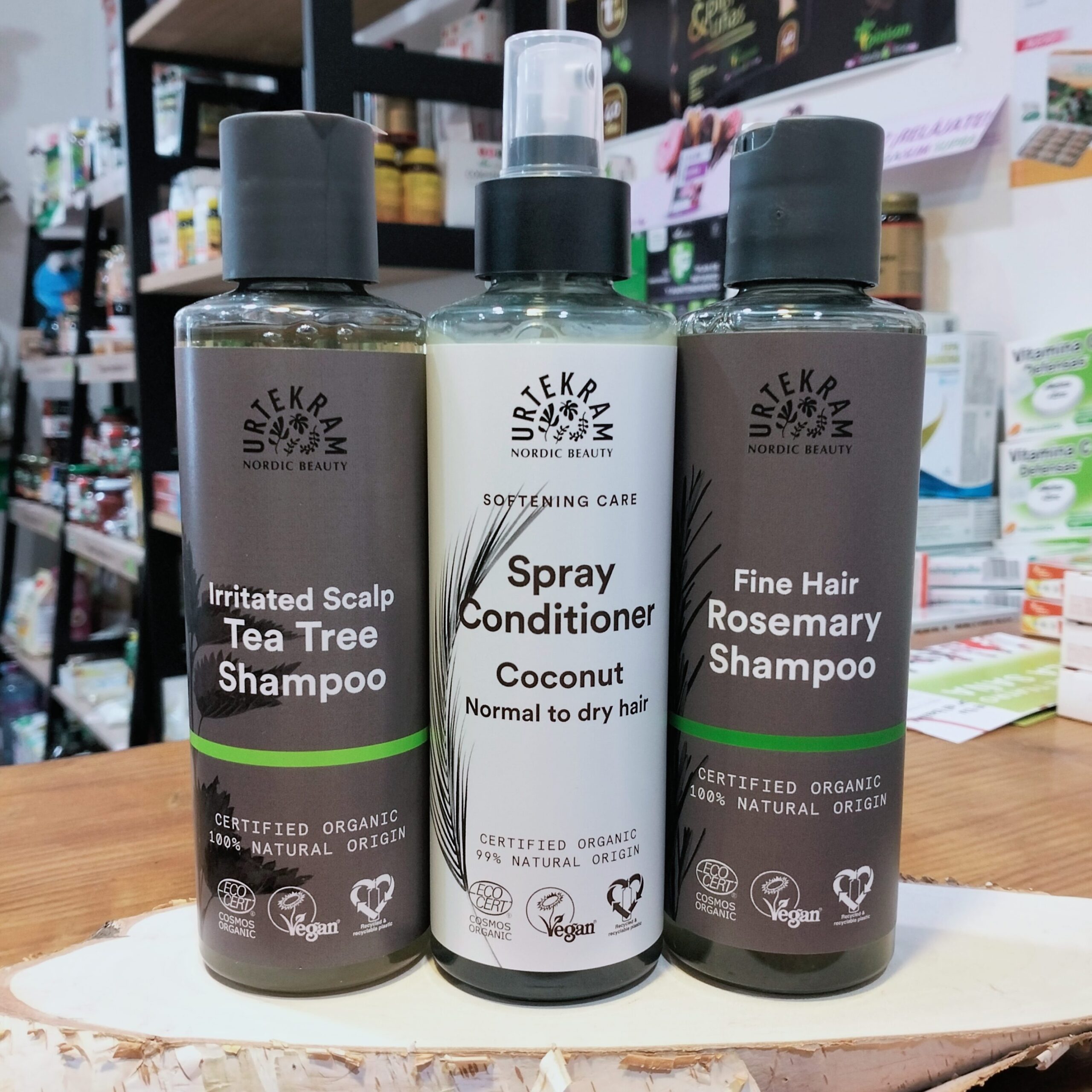 herbolario, productos naturales, urtekram, champú romero, champú tea tree, spray condicioner cococnut coco