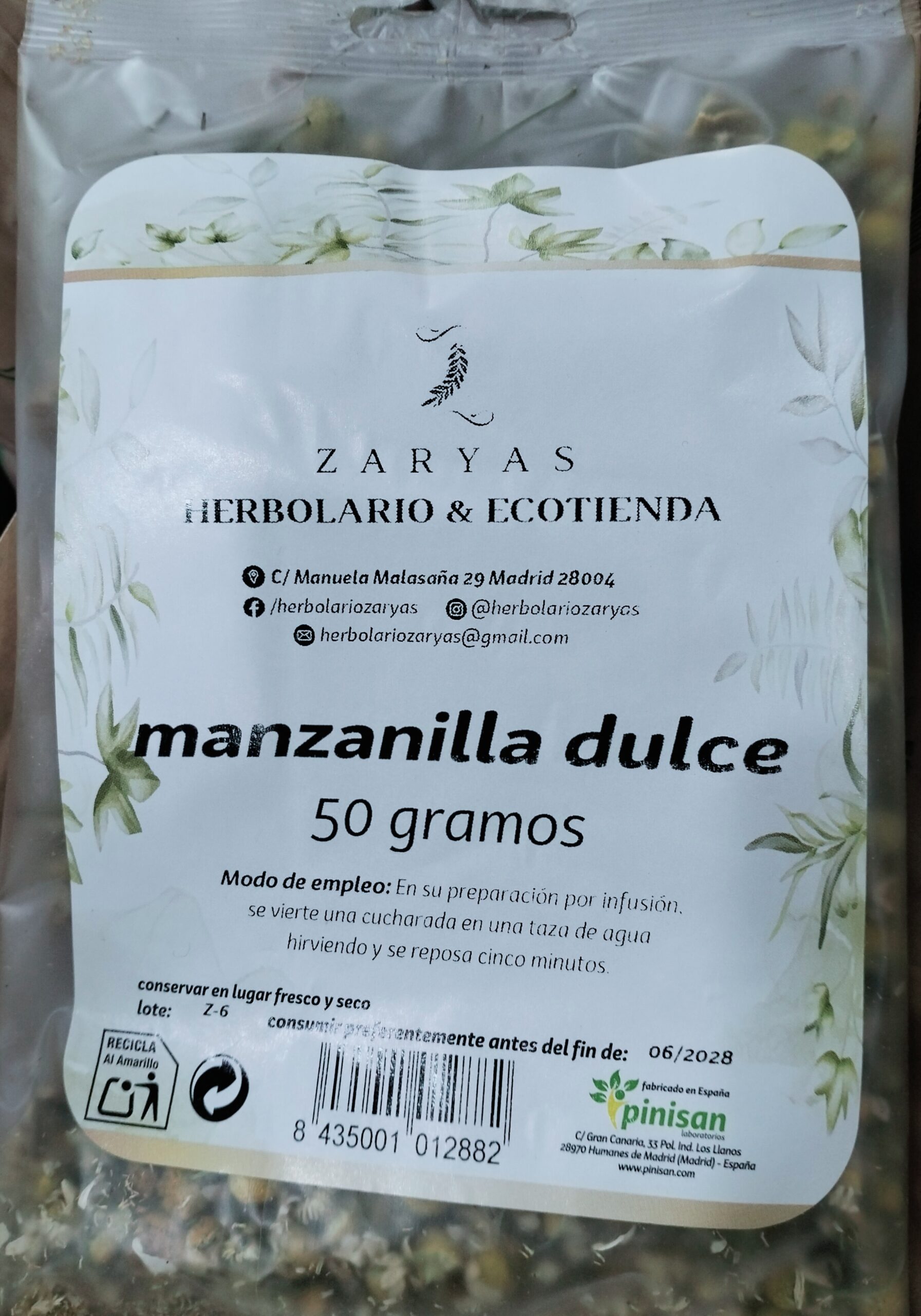 Manzanilla Dulce Flor a Granel 50 g infusión planta medicinal natural