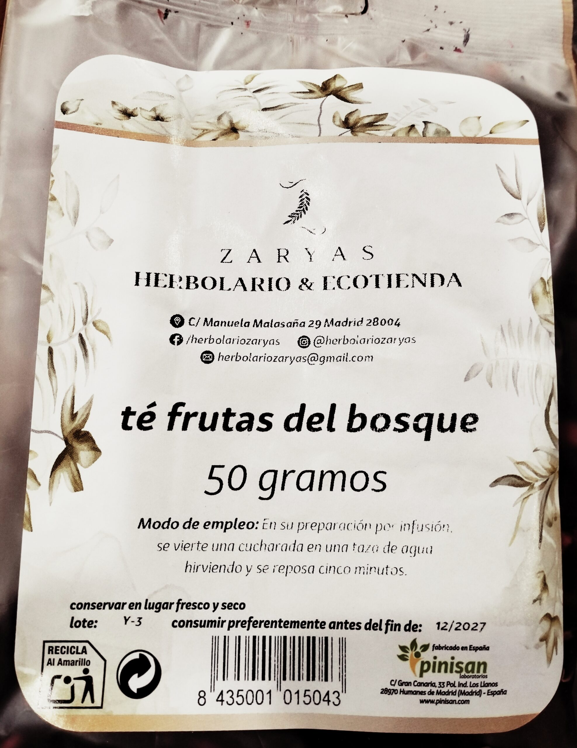 Té Negro y Frutas del Bosque Infusión a Granel 50 g infusiones tés plantas naturales