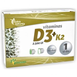 Vitamina D3 + K2 Pinisan 60 Cápsulas vitaminas D3 y K2 de 2500 UI Pinisan 60 capsulas
